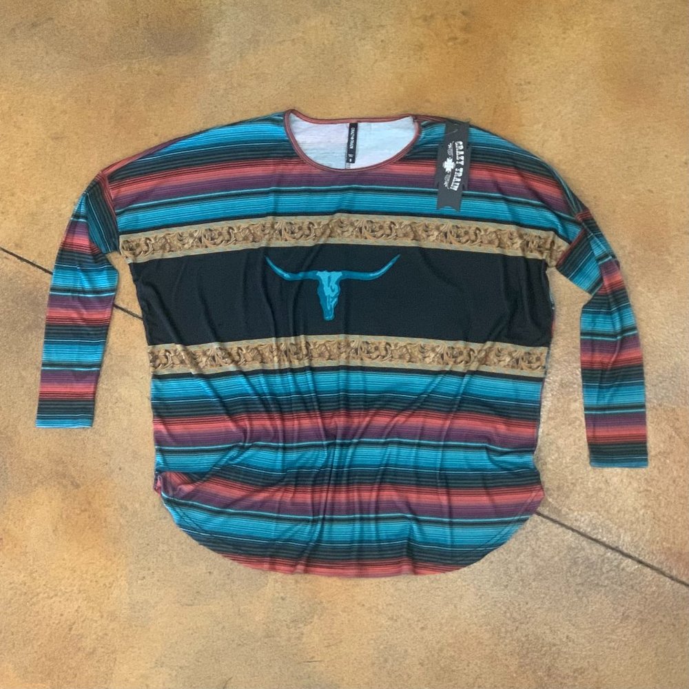 Women's Multi Color Long Sleeve Top
